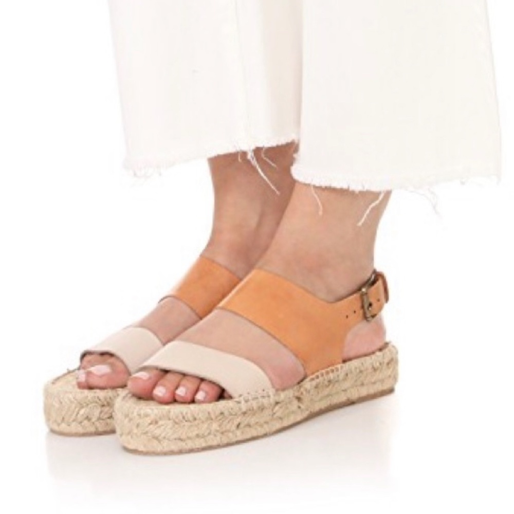 Soludos Bi-Color Platform Sandal Ivory/Nude